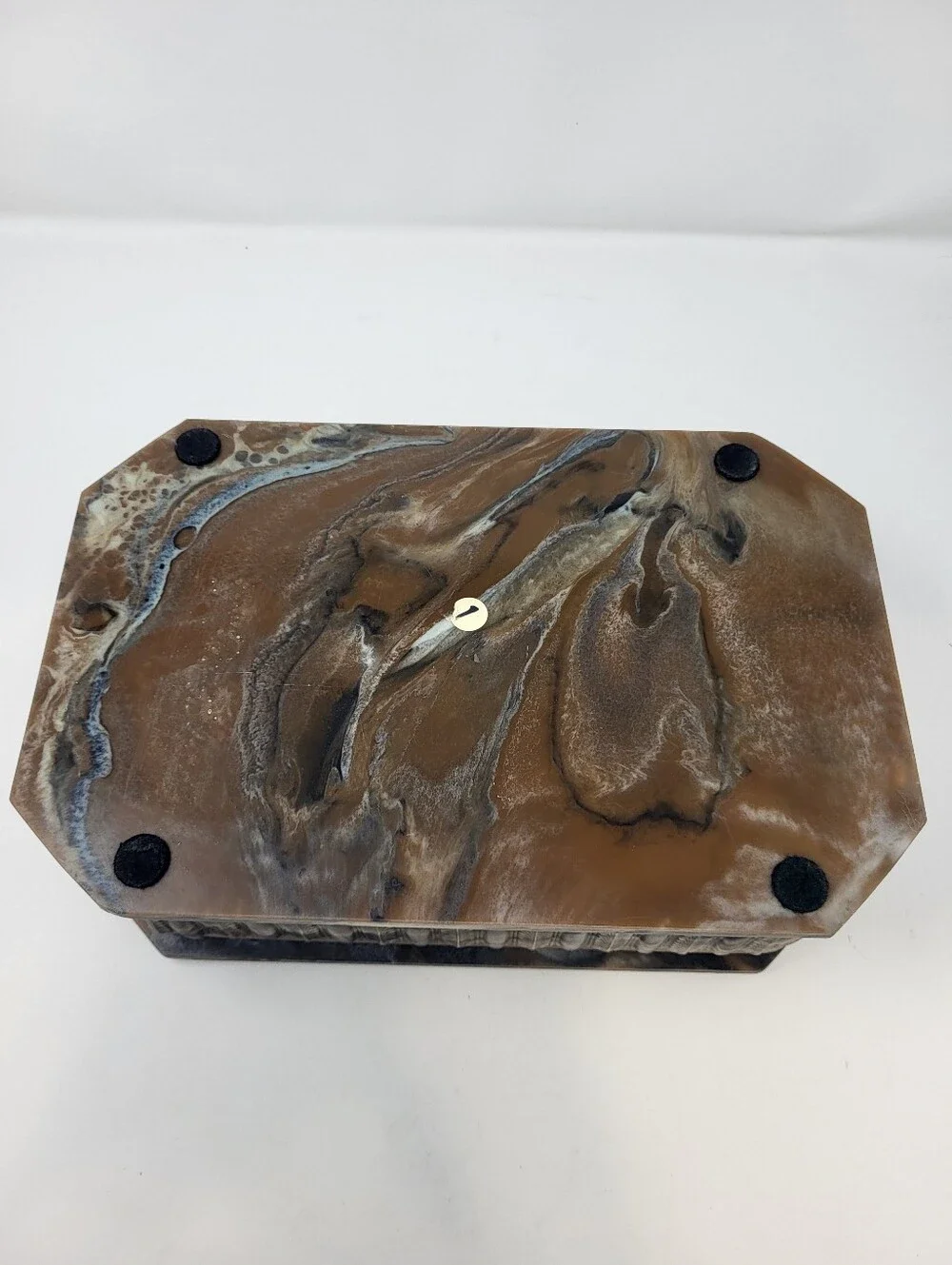 Incolay Stone Jewelry Keepsake Box Woodland Wildlife Vintage Deer Duck Rabbits